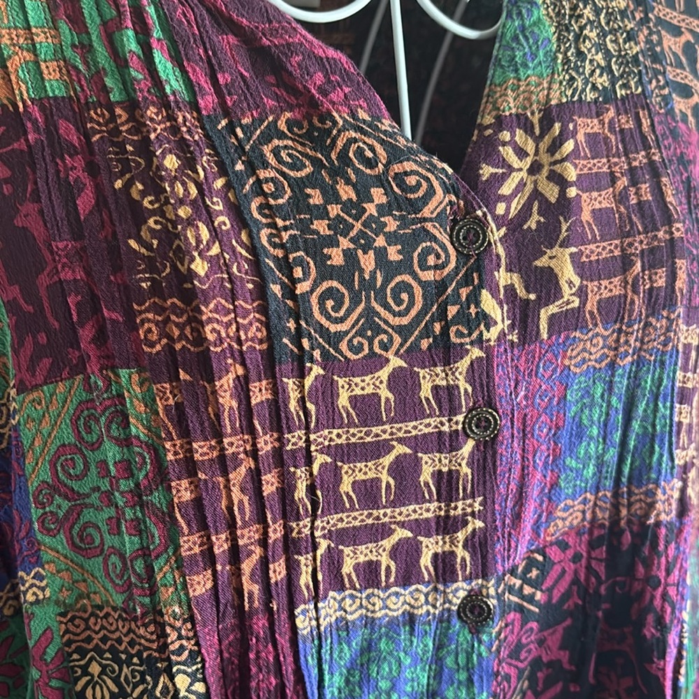 Coldwater Creek Patchwork Button Down Rayon Shirt - image 2